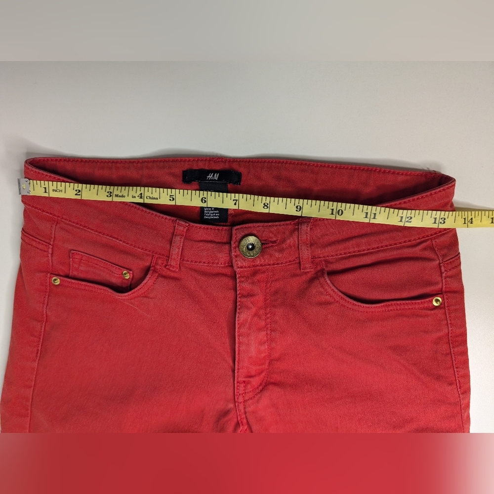H&M Womens US 6 Skinny Red Jean Preowned - Picture 8 of 11